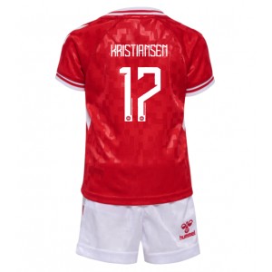 Fotbalové Dres Dánsko Victor Kristiansen #17 Dětské Domácí Oblečení ME 2024 Krátký Rukáv (+ trenýrky)